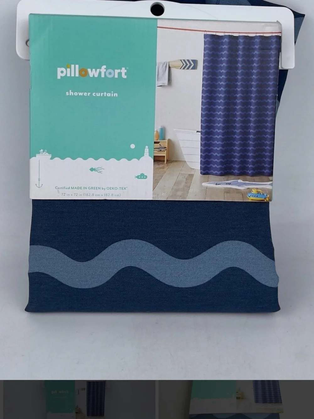 Pillowfort Blue Wave Stripe Shower Curtain